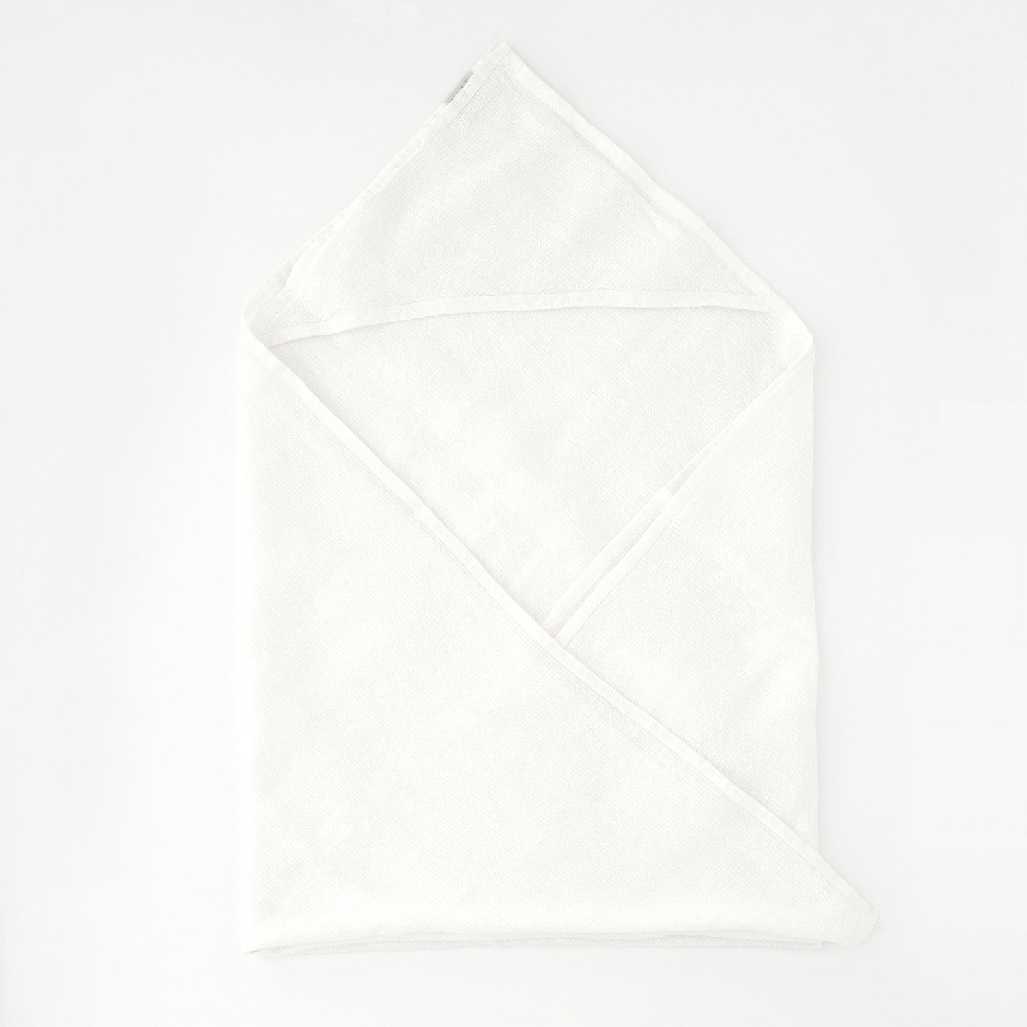 Linen Hooded Waffle Towel for Kids - White