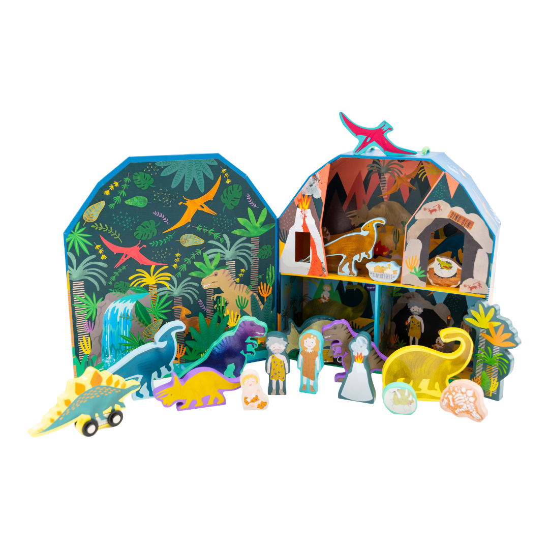 Playbox with Wooden Pieces - Dinosaur