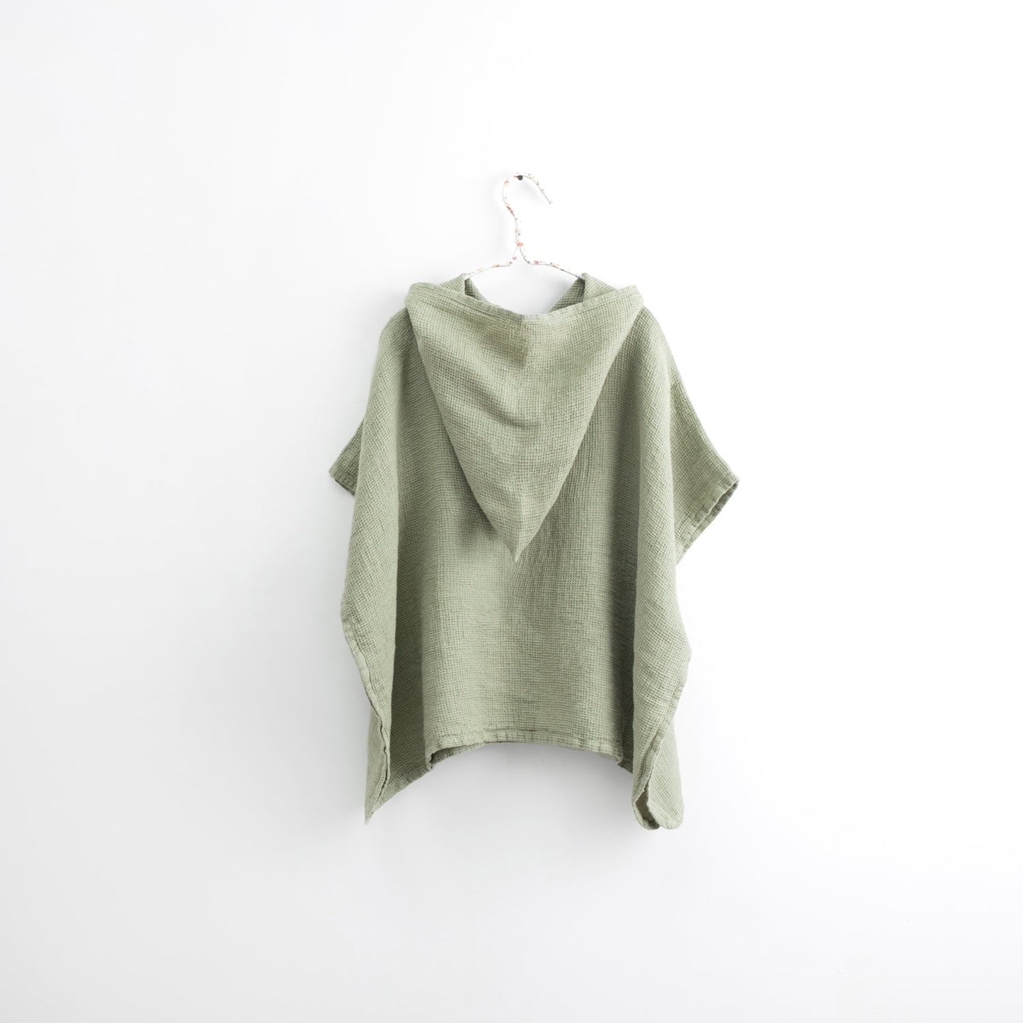 Linen Fine Waffle Poncho for Kids - Sage