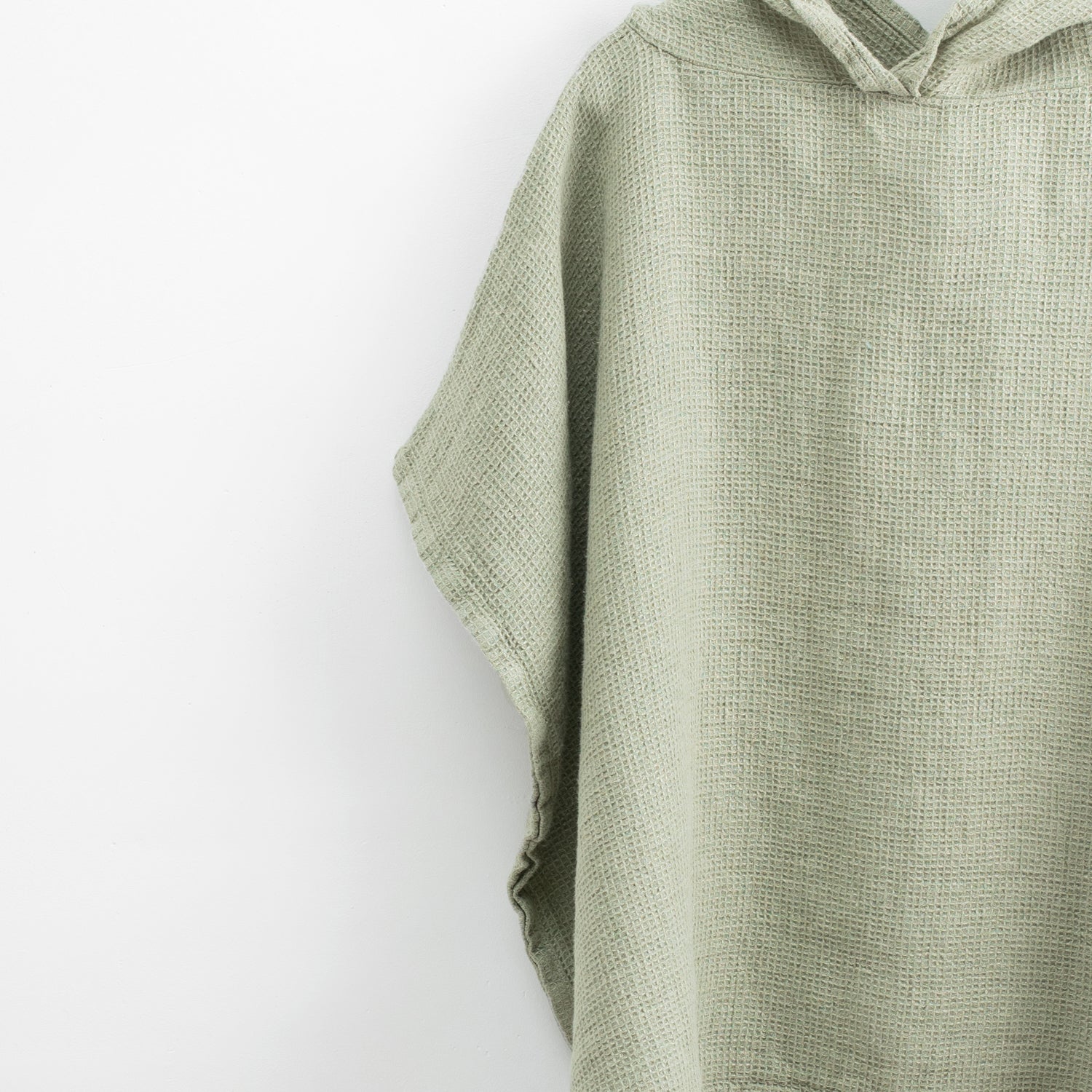 Linen Fine Waffle Poncho for Kids - Sage