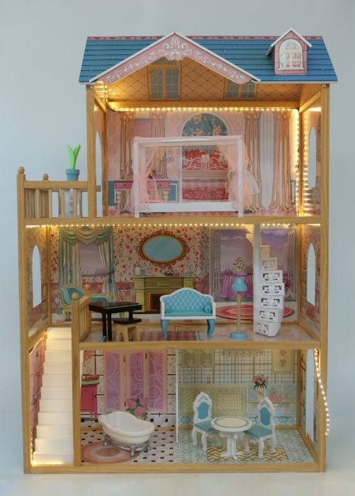 Wooden Dollhouse Emily with LED Lights