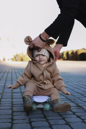 Eared Jumpsuit for Babies and Kids - Cacao