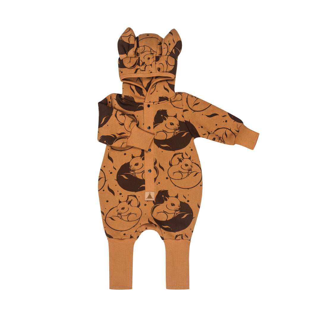 Eared Jumpsuit for Babies and Kids - Cinnamon Squirrel